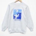 M★古着 フルーツオブザルーム 長袖 スウェット メンズ 90年代 90s 鳥 ラグラン クルーネック USA製 薄グレー 霜降り 26apr20