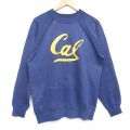 M★古着 ヘインズ 長袖 スウェット メンズ 80年代 80s cal ラグラン クルーネック USA製 紺 霜降り 26apr28