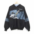 ART UNLIMITED 90s 長袖スウェット オオカミ ブラック XL | 古着