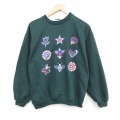 ベーシックエディションズ 90s 長袖スウェット 花 グリーン M | 古着