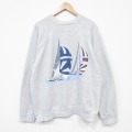 XL★古着 TULTEX 長袖 スウェット メンズ 90年代 90s ヨット クルーネック 薄グレー 霜降り 26may01