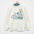 90s 長袖スウェット 鳥 ホワイト M | 古着