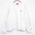 チャンピオン 長袖スウェット ワンポイントロゴ ホワイト XL | 古着