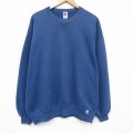 XL★古着 ラッセル 長袖 スウェット メンズ 90年代 90s 無地 大きいサイズ クルーネック USA製 紺 26may02