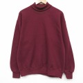 L★古着 ジャージーズ 長袖 スウェット メンズ 90年代 90s 無地 タートルネック ハイネック USA製 エンジ 26may02