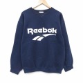 リーボック 90s 長袖スウェット ビッグロゴ ネイビー L | 古着