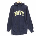 L★古着 STEVE&BARRY 長袖 スウェット パーカー メンズ ミリタリー ネイビー NAVY リバースタイプ ブラック 26may16