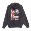 L★古着 長袖 スウェット パーカー メンズ 90年代 90s UNION USA製 黒 26may22