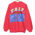 S★古着 長袖 スウェット メンズ 90年代 90s ノースダコタ クルーネック 赤 26may22