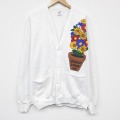 90s 長袖スウェットカーディガン 花 ホワイト L | 古着