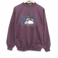 L★古着 NORTHERN REFRECTIONS 長袖 スウェット メンズ 90年代 90s 鳥 刺繍 クルーネック バーガンディ【spe】 26may22