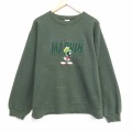 ルーニーテューンズ 90s 長袖スウェット マービンザマーシャン刺繍 グリーン XL | 古着