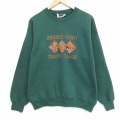 90s 長袖スウェット MOM刺繍 グリーン L | 古着