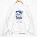 80s 長袖スウェット 切手 ホワイト L | 古着