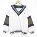 90s 長袖スウェット ワンポイントロゴ ホワイト XL | 古着