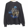 80s ラグランスウェット オオカミ ブラック M | 古着