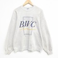 L★古着 長袖 スウェット メンズ 90年代 90s BWC カレッジ ラグラン クルーネック USA製 グレー 霜降り 26jun04