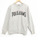 L★古着 ラルフローレン ポロジーンズ 長袖 ブランド スウェット メンズ ビッグロゴ 刺繍 クルーネック グレー 霜降り【spe】 26jun04