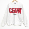 XL★古着 長袖 スウェット メンズ 90年代 90s CSUN 刺繍 クルーネック USA製 グレー 霜降り 26jun04