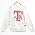 L★古着 長袖 スウェット メンズ 90年代 90s テキサスA&M カレッジ クルーネック グレー 霜降り 26jun04
