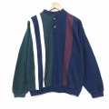 L★古着 タウンクラフト 長袖 スウェット メンズ 90年代 90s マルチカラー クルーネック ネイビー 26jun09