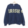 XL★古着 チャンピオン champion 長袖 スウェット メンズ 90年代 90s アイリッシュ 大きいサイズ クルーネック ネイビー 26jun09