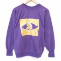 M★古着 長袖 スウェット メンズ 90年代 90s NFL ミネソタバイキングス ラグラン クルーネック USA製 パープル アメフト スーパーボウル 26jun09