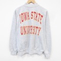 XL★古着 長袖 スウェット メンズ 90年代 90s アイオワ カレッジ モックネック ハイネック USA製 グレー 霜降り 26jun09