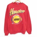 M★古着 長袖 スウェット メンズ 90年代 90s NBA ヒューストンロケッツ クルーネック レッド バスケットボール【spe】 26jun09