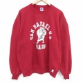 XL★古着 ラッセル 長袖 スウェット メンズ 90年代 90s ブルドッグ 大きいサイズ クルーネック USA製 レッド 26jun09