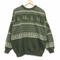 XL★古着 長袖 スウェット メンズ 90年代 90s 木 クルーネック USA製 カーキ 26jun11