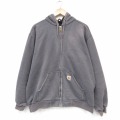 XL★古着 カーハート 長袖 フルジップ スウェット パーカー メンズ 大きいサイズ グレー 内側メッシュ 26jun25