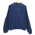 XL★古着 ピエールカルダン 長袖 ブランド スウェット メンズ 90年代 90s ワンポイントロゴ ラグラン 襟付き ネイビー 26jun25