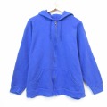 XL★古着 長袖 フルジップ スウェット パーカー メンズ 00年代 00s 無地 ブルー 26jun25