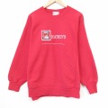 XL★古着 長袖 スウェット メンズ 90年代 90s 船 刺繍 リバースタイプ クルーネック レッド 26jun25