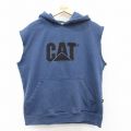 L★古着 ノースリーブ スウェット メンズ CAT 紺 ネイビー 25apr09 中古 スエット トレーナー トップス