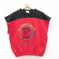 L★古着 ビューグルボーイ 半袖 スウェット メンズ 90年代 90s ビッグロゴ ツートンカラー クルーネック 赤他 レッド 25apr24 中古 スエット トレーナー トップス