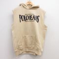L★古着 ラルフローレン Ralph Lauren ポロジーンズ ノースリーブ ブランド スウェット パーカー メンズ ビッグロゴ ベージュ カーキ 25apr30 中古 スエット トレーナー トップス