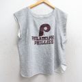 L★古着 チャンピオン Champion ノースリーブ スウェット メンズ 80年代 80s MLB フィラデルフィアフィリーズ クルーネック USA製 グレー 霜降り メジャーリーグ ベースボール 野球 【spe】 25jul03 中古 スエット トレーナー トップス