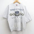 L★古着 半袖 スウェット メンズ 90年代 90s コネチカットハスキーズ 大学 クルーネック USA製 薄グレー 霜降り 25jul03 中古 スエット トレーナー トップス