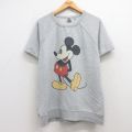 M★古着 ジャンクフード JUNK FOOD 半袖 スウェット メンズ ディズニー DISNEY ミッキー MICKEY MOUSE ラグラン クルーネック グレー 霜降り 25jul04 中古 スエット トレーナー トップス