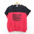 XL★古着 半袖 スウェット メンズ 90年代 90s EVERLAST ツートンカラー クルーネック USA製 赤他 レッド 25jul08 中古 スエット トレーナー トップス