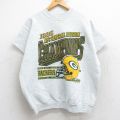 XL★古着 フルーツオブザルーム 半袖 スウェット メンズ 90年代 90s NFL グリーンベイパッカーズ クルーネック 薄グレー 霜降り アメフト スーパーボウル 25aug13 中古 スエット トレーナー トップス