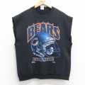 L★古着 ノースリーブ スウェット メンズ 90年代 90s NFL シカゴベアーズ クルーネック USA製 黒 ブラック アメフト スーパーボウル 25aug13 中古 スエット トレーナー トップス