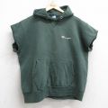 XL★古着 チャンピオン champion 半袖 スウェット パーカー メンズ 90年代 90s ワンポイントロゴ USA製 緑 グリーン 【spe】 25aug13 中古 スエット トレーナー トップス