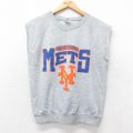 M★古着 ノースリーブ スウェット メンズ 80年代 80s MLB ニューヨークメッツ クルーネック USA製 グレー 霜降り メジャーリーグ ベースボール 野球 【spe】 25sep30 中古 スエット トレーナー トップス
