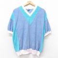 L★古着 カタリナ 半袖 トップス メンズ 90年代 90s 無地 パイル地 マルチカラー Vネック USA製 薄紺他 ネイビー 25sep30 中古 スエット トレーナー