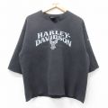 L★古着 ハーレーダビッドソン Harley Davidson 半袖 スウェット メンズ 00年代 00s ビッグロゴ クルーネック 黒 ブラック 【spe】 25sep30 中古 スエット トレーナー トップス