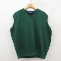 XL★古着 ラルフローレン ポロゴルフ ノースリーブ ブランド スウェット メンズ 90年代 90s 無地 大きいサイズ Vネック 緑26feb03