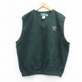 XL★古着 SDI ノースリーブ スウェット メンズ 90年代 90s BRUEDAN 表起毛 コットン Vネック カナダ製 濃緑 26feb06